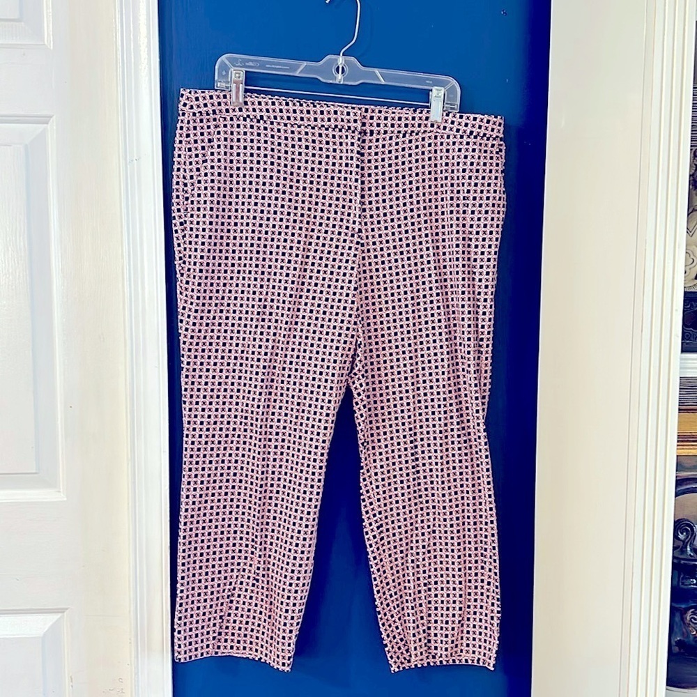 Women’s Counterpart Cropped Pink & Black Lattice Print Pants Size 16
